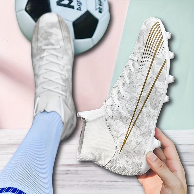 LISM Men's Soccer Cleats - Lace-Up Football Shoes with Cushioned PU Sole, Non-Slip Traction for Sports, Gym, Casual - Black/Blue Accent Sneakers (Unisex-like Design) - Easy-Clean Footwear, Indoor Soccer Shoes, Comfortable Fabric Insole, Sports Footwear, S