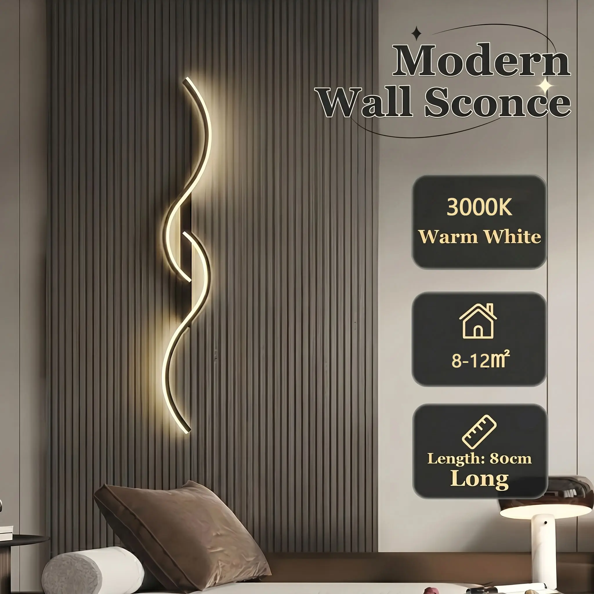 Set of 1 LED Linear Wall Light, Hardwired Installation Required, Modern Minimalist Black Design, Warm Light For Bedside, Bedroom, Sofa, and Feature Wall Decor