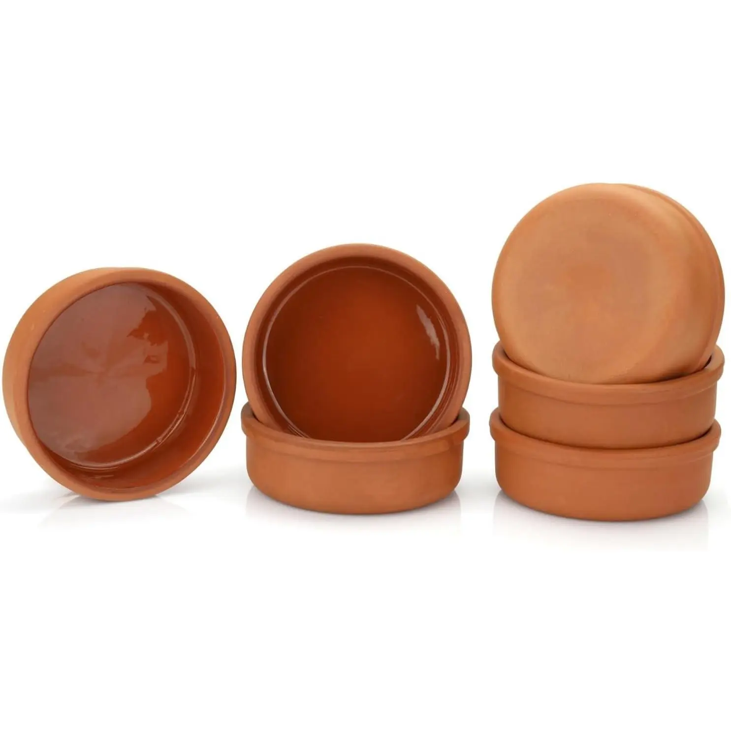 Mexican Clay Cookware Set (Set of 6)- Terracotta Cooking Pots, Bowls, Plates, and Serving Dishes - Premium Spanish Earthenware for Baking, Yogurt, Kheer, Meat, Vegetables, Turkish Cuisine - Cazuelas Cocina Mexicana -Clay Pot for Cooking