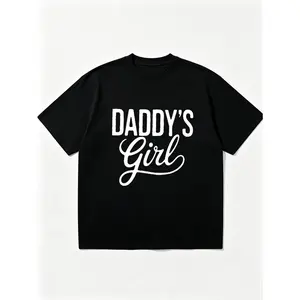 Unisex Cotton Short Sleeve T Shirt Daddys Girl Letter Print Soft Breathable Casual Daily Wear Summer Top For Men Women Outdoor Vacation Family Matching All Match Fashion Basic Tee