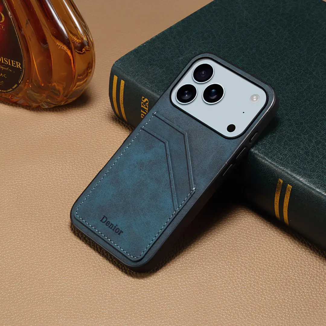 [Flash Fit] Anti-Drop Leather Smartphone Case with Card Slot - High-End Business Cover for Handheld Cellphone Devices, iPhone 16 Pro, 16 Plus, 17 Air, 17 Pro Max (Offers Enhanced Protection), Casing