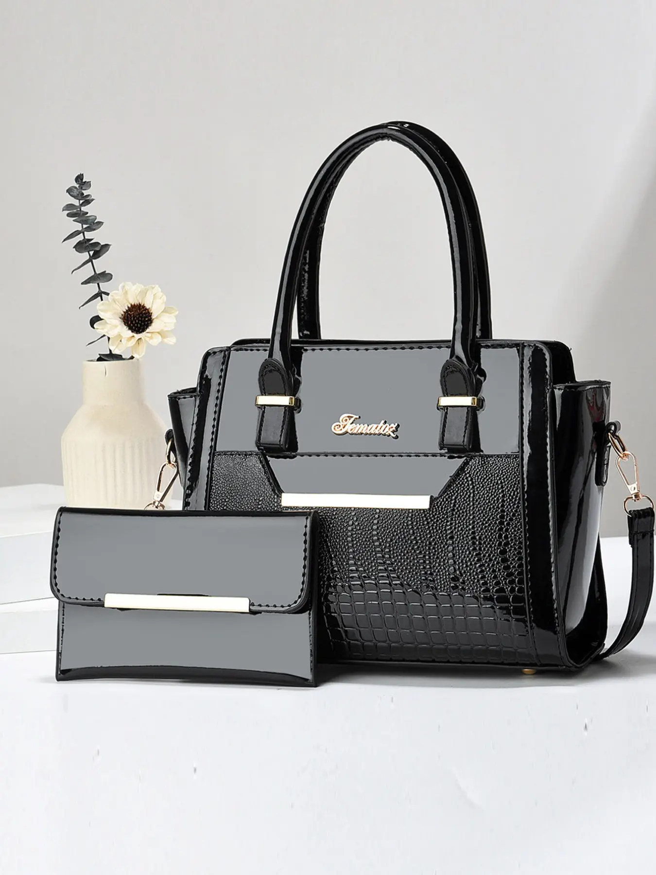 Elegant Alligator Print Handbag Set, Multi-Functional Large Capacity Crossbody Bag, Fashionable Ladies' Shoulder & Crossbody Bag, Perfect for Gifts & Travel