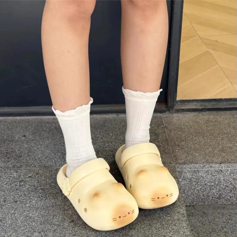 New Cute Cat Paw Print Slippers Cute Girls' Outdoor Waterproof Summer Slippers Home Couple Parent-child Cool Slippers