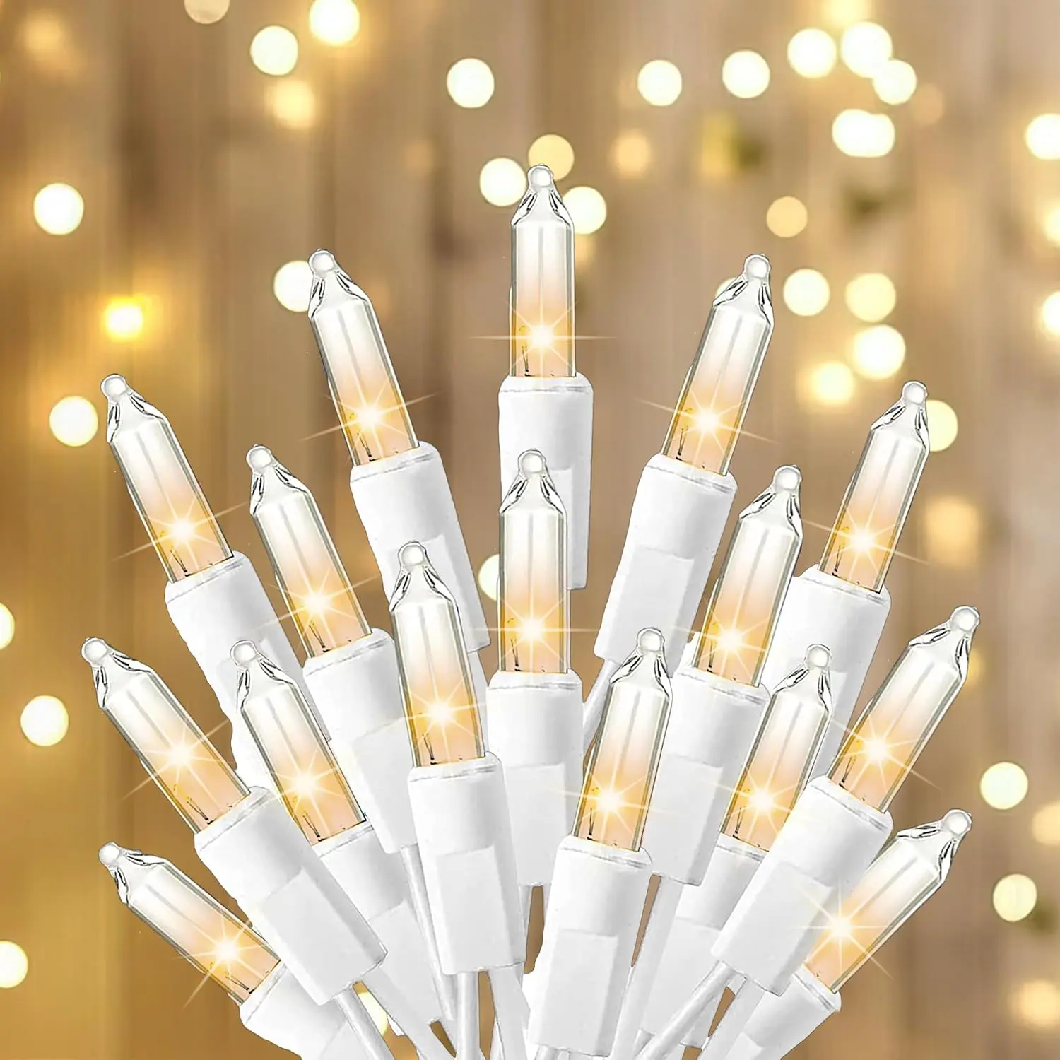 Warm White Christmas Lights, 20FT 100 Count Incandescent White Wire Christmas Tree Lights,  Xmas String Lights for Outdoor Indoor  Party Decorations