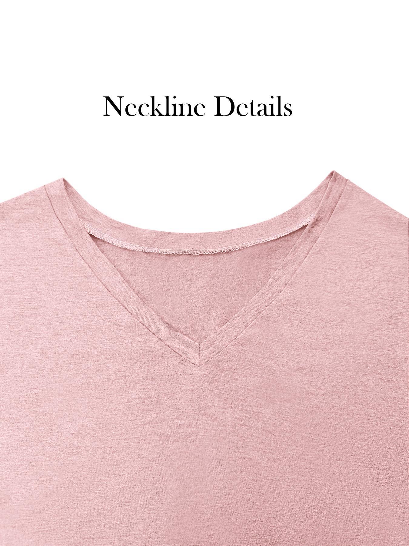 Women's V Neck Batwing Sleeve Tee, Casual Summer Plain Short Sleeve T-Shirt, Ladies Womenswear Clothes for Daily Wear