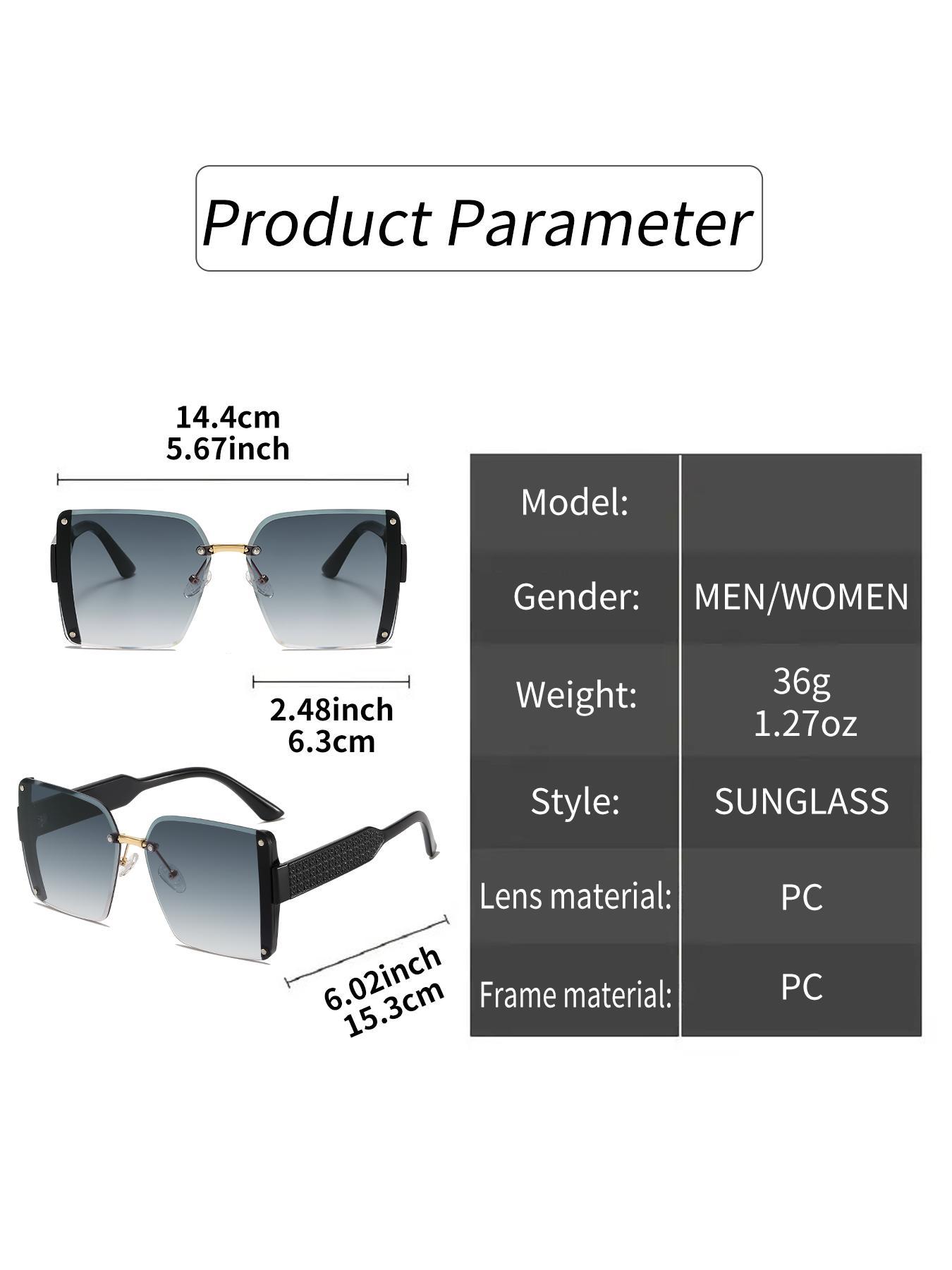 Unisex Elegant Square Frame Ombre Lens Sunglasses, Summer Casual Glasses Trends for Women, Modern Sunglass Reflection for Everyday Outdoor Back To School