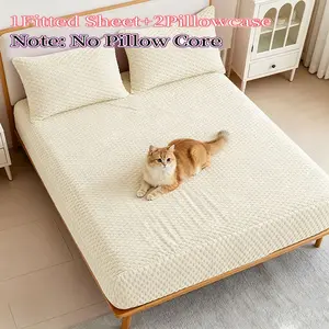 Soft Comfort Solid Color Bed Skirt Set, Includes 1 Bed Skirt, 2 Pillowcases, Breathable, Fits Multiple Mattress Sizes