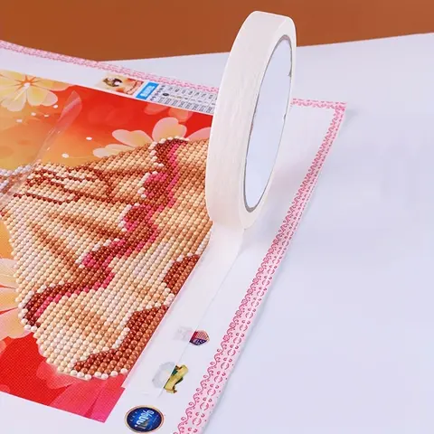 2cm Width Diamond Arts Colorful Painting Anti-dirty Tape, Adhesive Edges Sticker for Gift, Diy Tools, Scrapbooking Accessory, Diamond Embroidery Accessories, Single-sided Paper Tape, Transparent Adhesive Tape