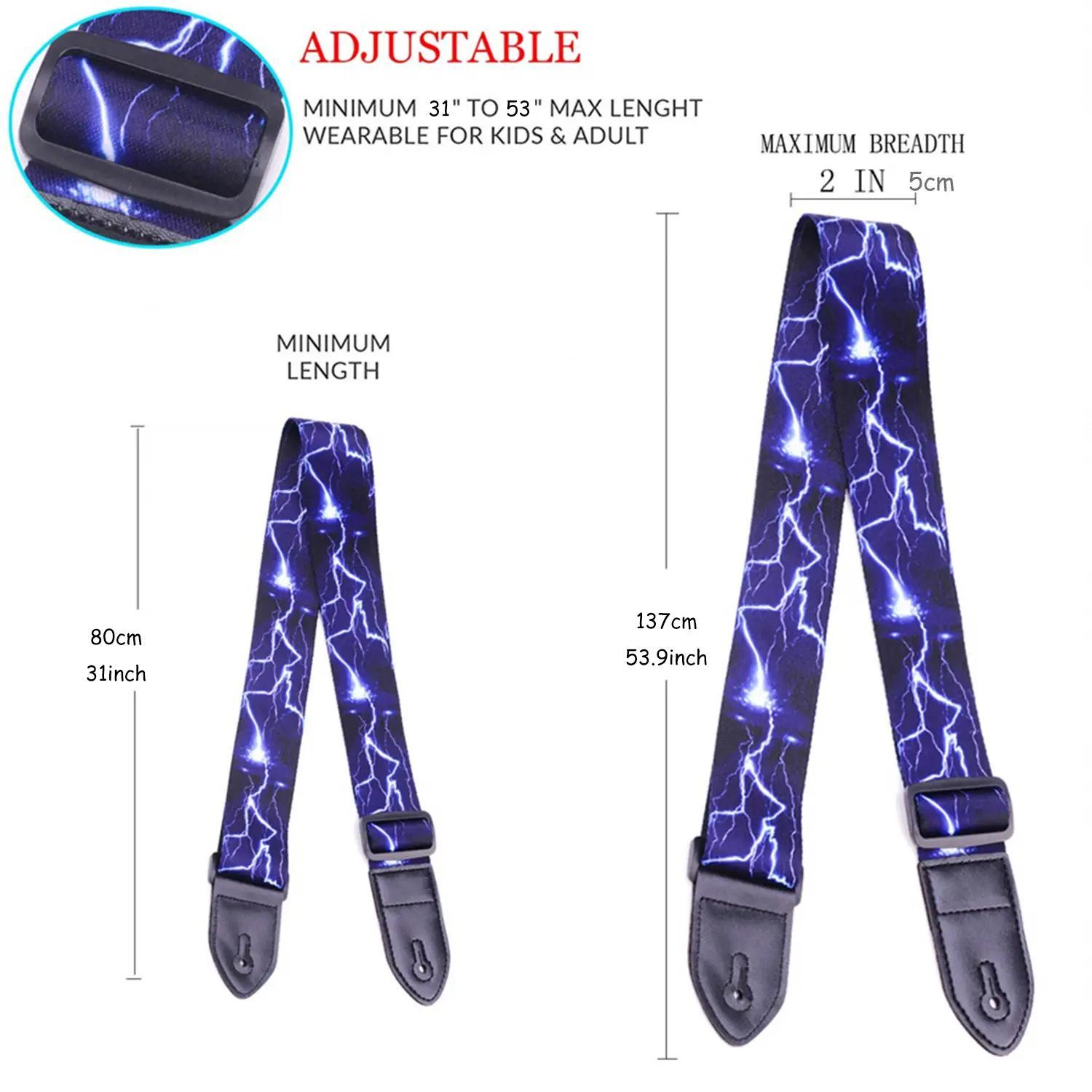 Guitar Backpack, 10pcs Lightning Pattern Adjustable Guitar Strap, Guitar Belt Sling, Electric & Acoustic Guitar Accessories, Music Accessories for Guitar Player