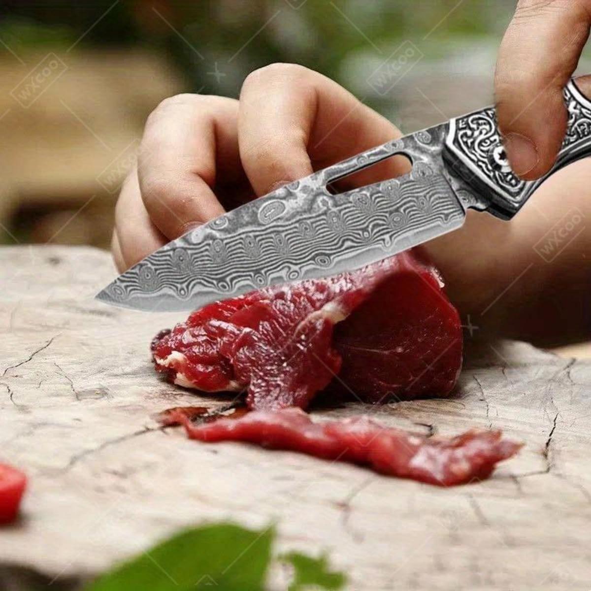 Folding Knife The Wood Handle Pure Manual Damascus Steel Blade Outdoor Camping Pocket Knife