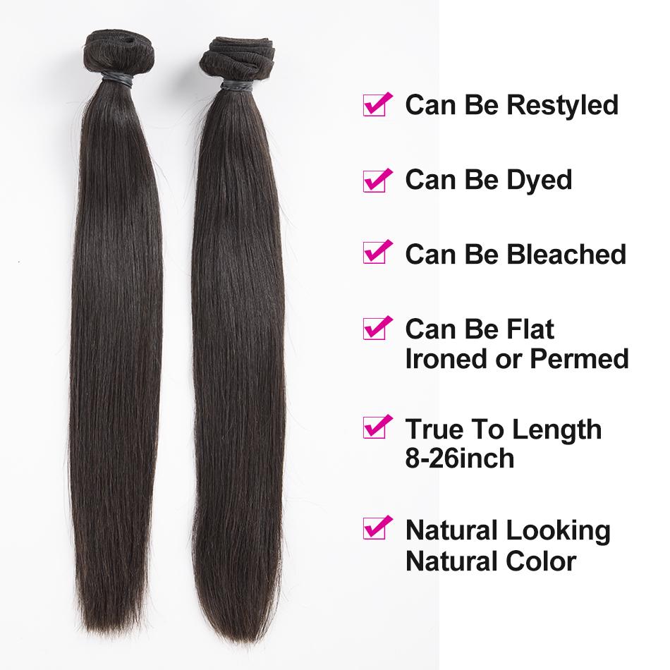 18 36 Inch Bone Straight Weave Human Hair Bundles Raw Hair Extensions Brazilian Natural Black  Deals Unprocessed