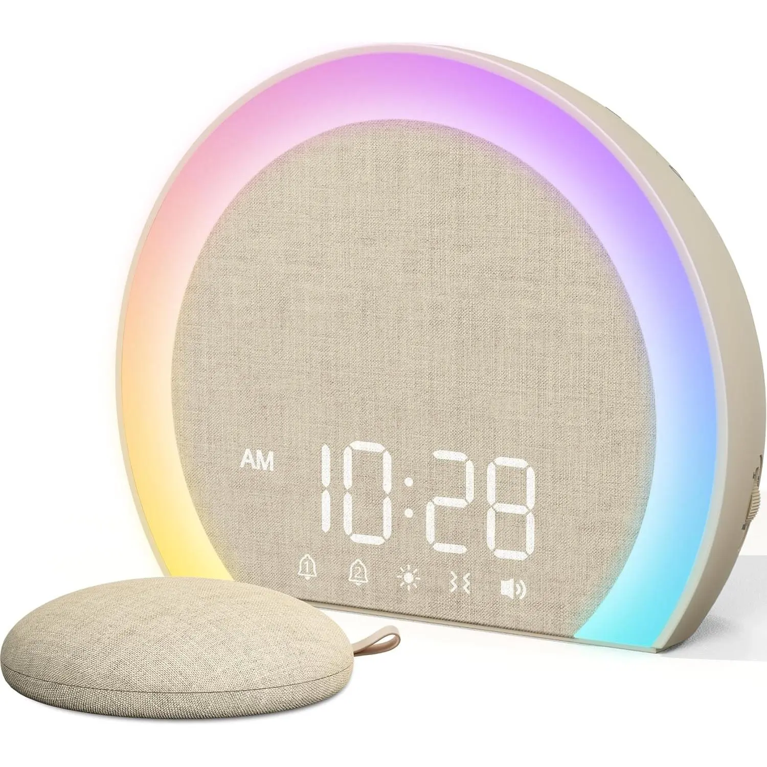 Extra Loud Rechargeable Alarm Clock with Wireless Bed Shaker, Dual Vibrating Alarm & Light Wake-Up Aid, 9-Color Night Light, 8 Sounds, 0-100% Dimmer, USB Charger for Heavy Sleepers, Students, Magnetic