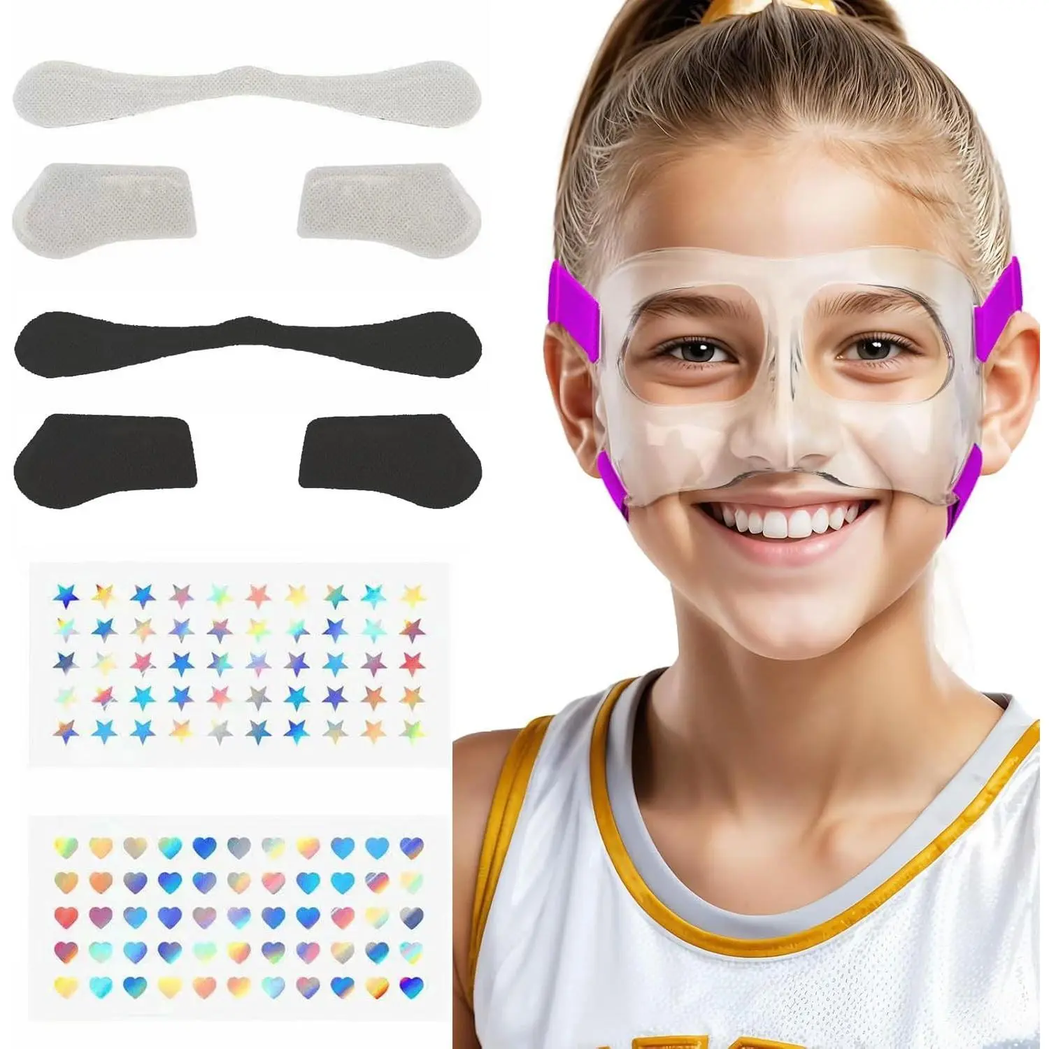 WR01B Girls Nose Guard for Broken Nose Adjustable Basketball Soccer   Mask with Padding for Youth Teens