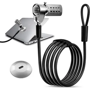 Laptop Computer Combination Lock 6.23 ft Security Locking Cable with Slot Plate Digital Password Protection Anti Theft Lock for Notebook and Other Devices