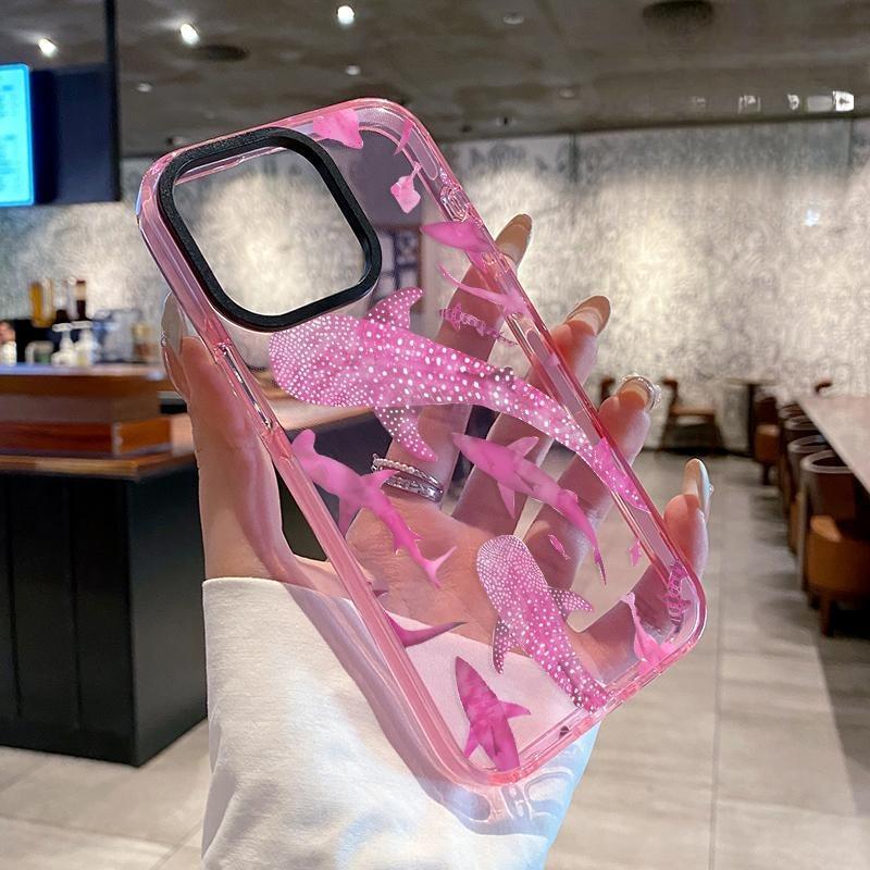 Phone case for iPhone 17 Pro Max 16 15 14 Plus 13 12 11 Air 11 Marine Life Ink Art Sharks Anti-Yellowing Shockproof durable ultra-thin Crystal Cover