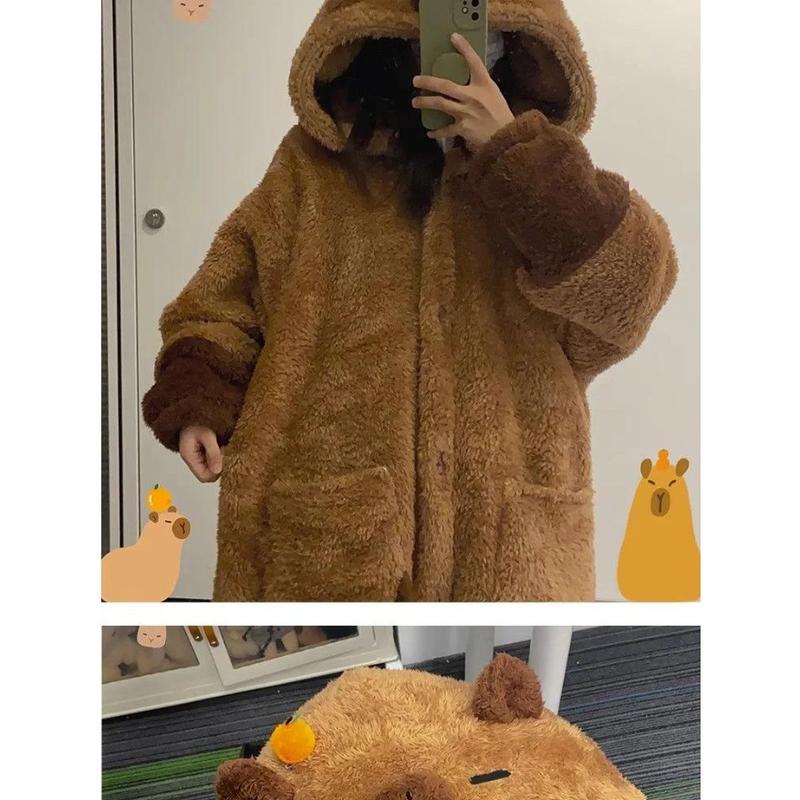 Winter Capybara Cute Cosplay Costume Robes Adult Kigurumi Unicorn Onesie Anime Nightgown Halloween Cartoon Pajamas Sleepwear