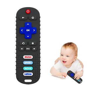 Baby Teething Toys, Soft Silicone Remote Control Teether  Babies 3 6 12 18 Months, TV Remote Control Shape Infant Chew Sensory Toys  Boys and Girls, Baby Teething Relief, BPA Free