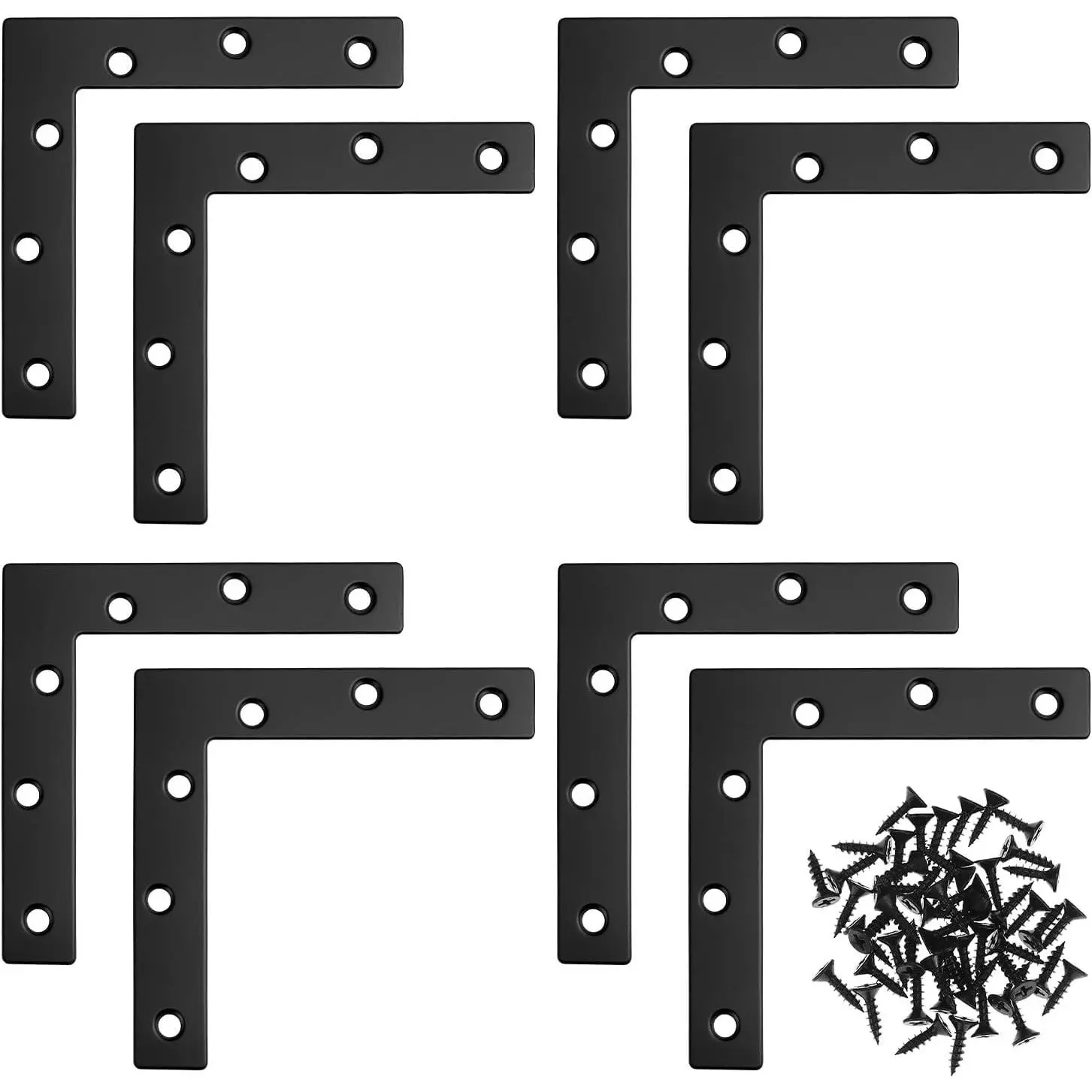 Flat L Brackets for Wood, 8 Pack Heavy Duty Brace Corner Brackets, 120mm x 120mm x 2mm, for Furniture Repair