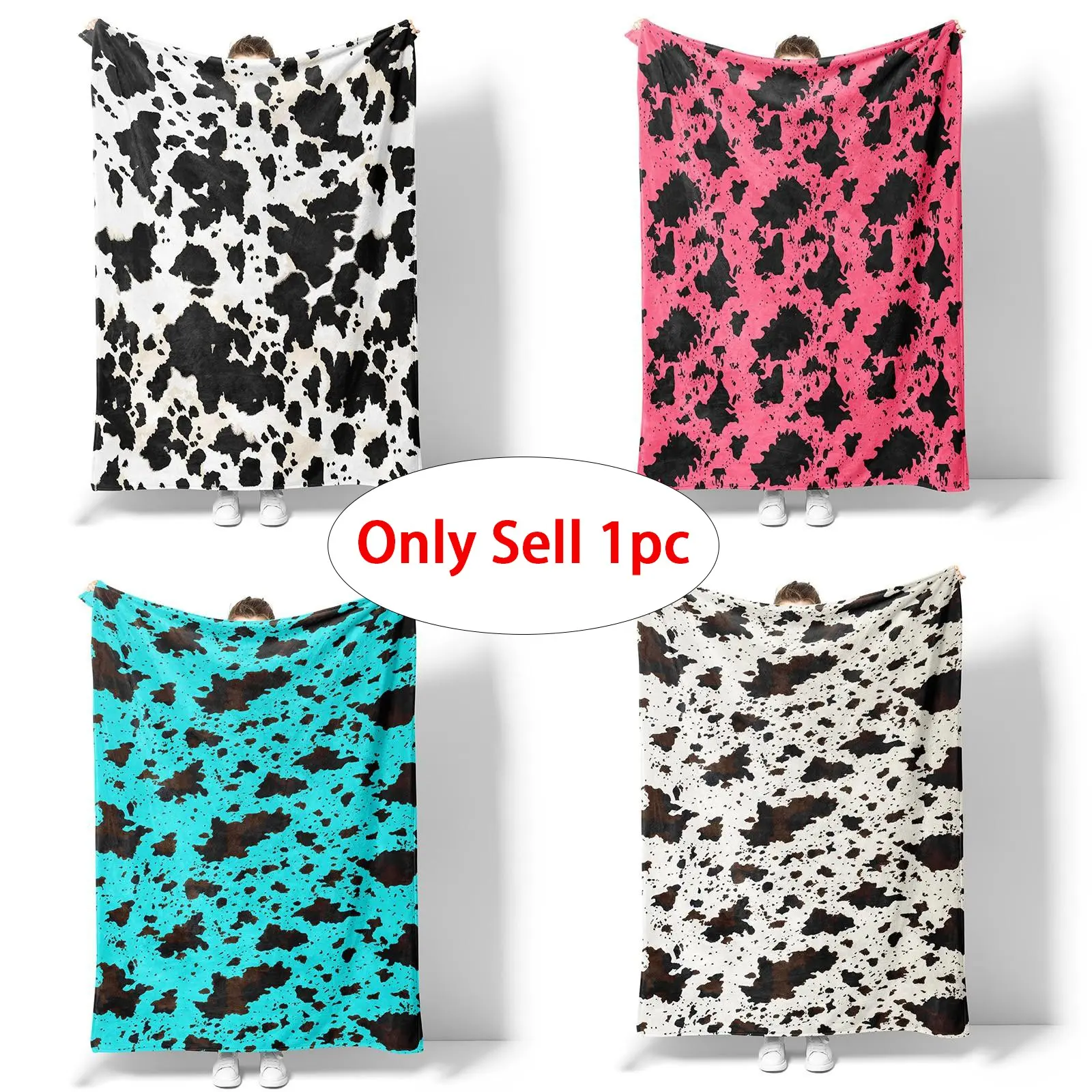 Soft Cow Print Blanket, Ultra Cozy Cow Throw Blanket for Couch Bed and Travel, Cow Decor Throw Blankets for All Seasons, Gift Blanket