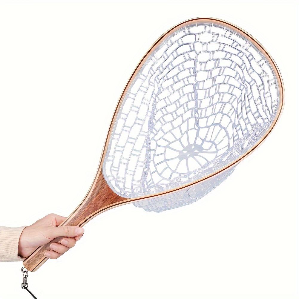 1PC Premium Wooden Frame Fly Fishing Net - Soft, Gentle, and Durable Rubber Mesh for Trout and Bass Catch and Release - Essential Fly Fishing Gear for Anglers