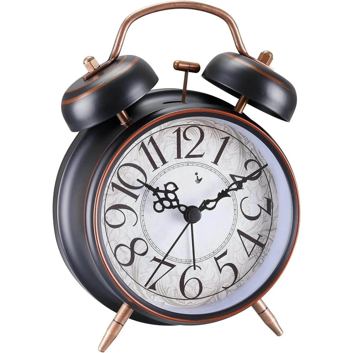 Loud  for Deep Sleepers 4'' Retro    Clock with Backlight for Bedroom and  Decoration(Retro Black)