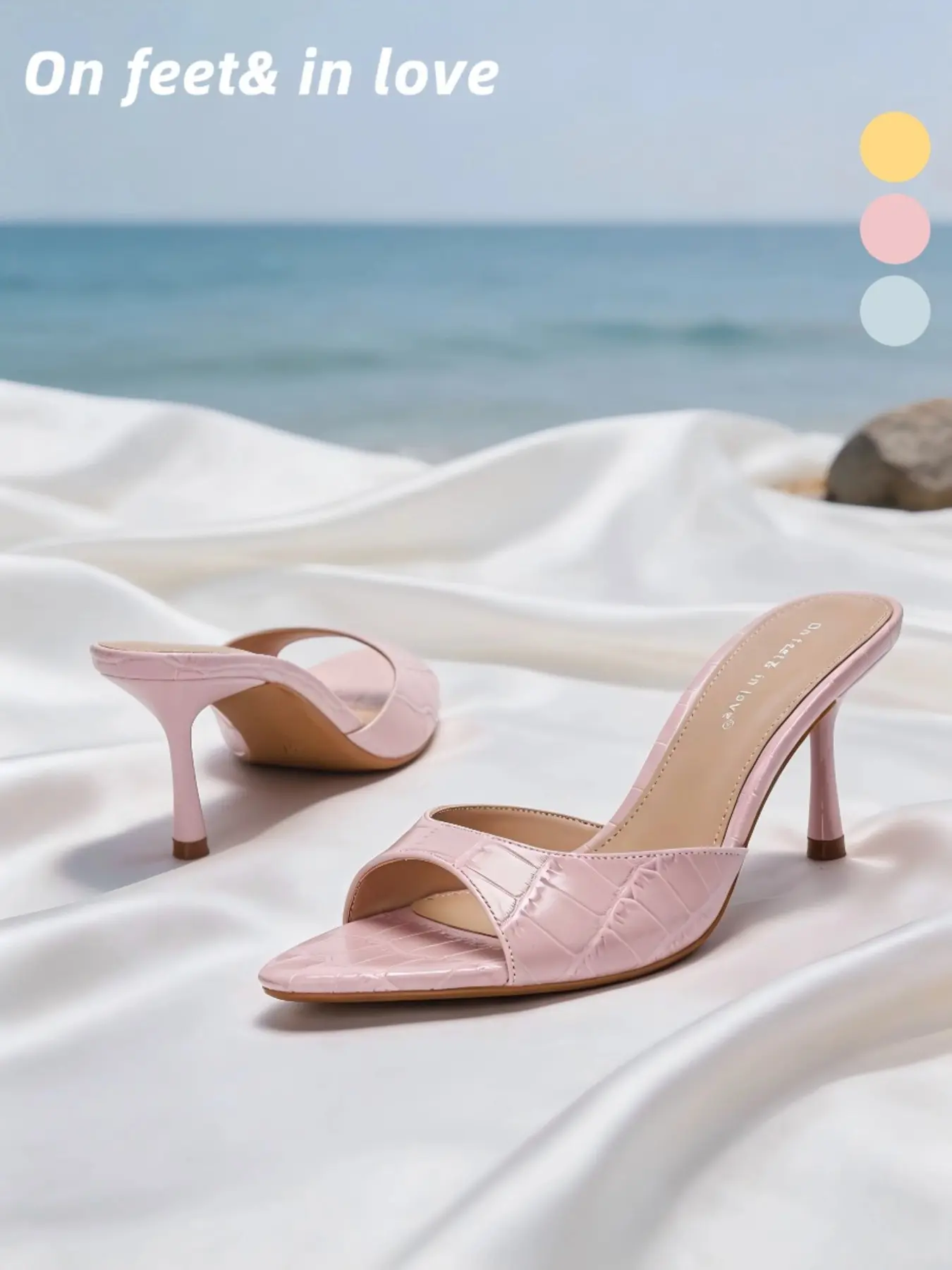 Women's Croc Embossed Patent Leather Square Peep Toe Slide Mule Stiletto Heels, Single Wide Band Slip On Backless Thin High Heel Summer Dress Sandals, Chic Summer Footwear, for Beach Vacation Brunch Date Night Club