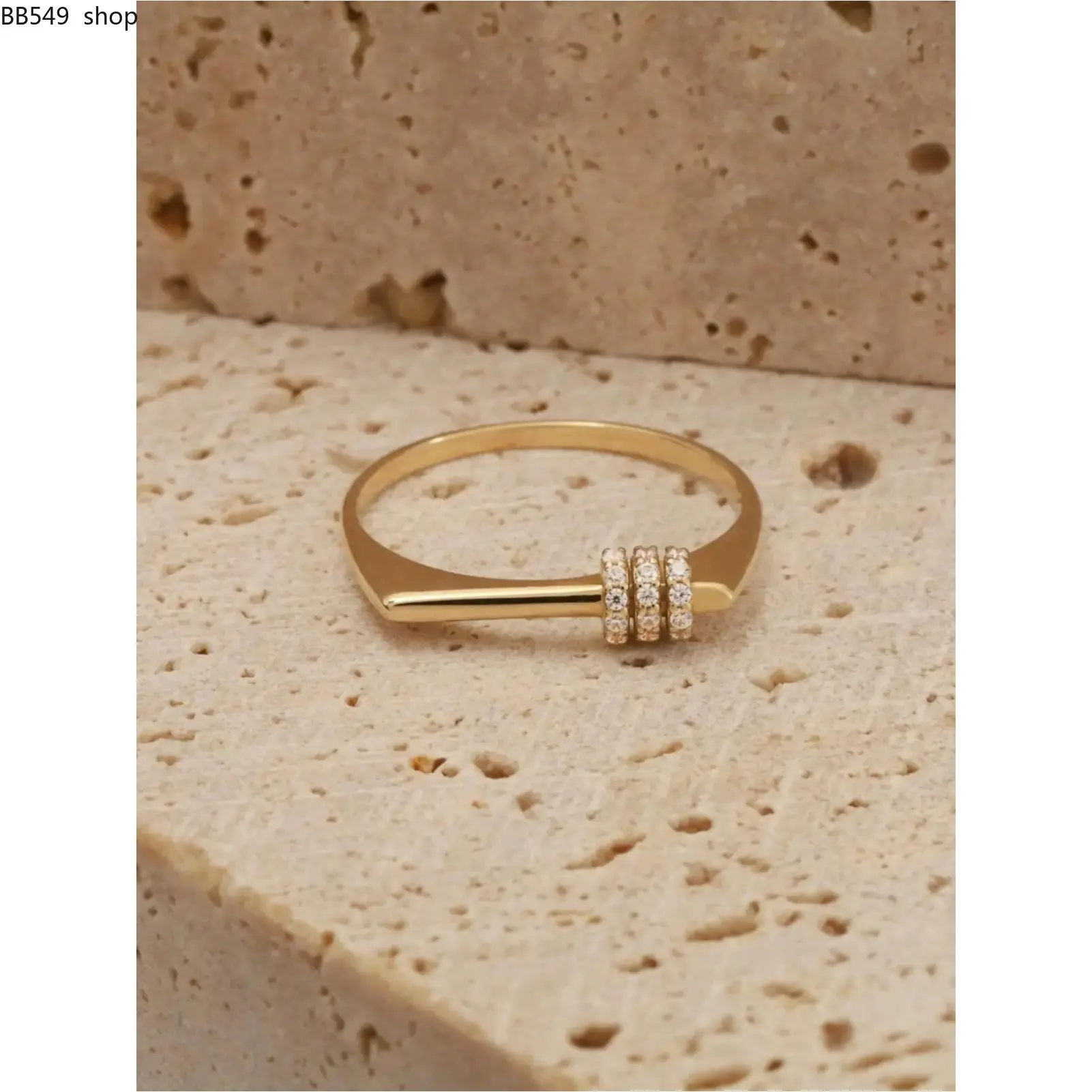 Elegant Three-Ring Zirconia Ring, Boho Style Square Band, Perfect for Gifts & Daily Wear, All-Season Accessory, Boho Style Rings