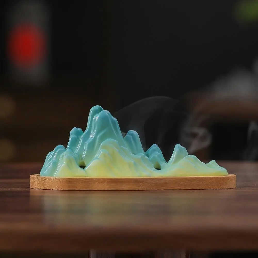 Elegant Ceramic Qianshan Mountain Incense Burner, Horizontal Stick Incense Holder Built-In Detachable Ash Tray, Minimalist Zen Aroma Censer, Decorative Accessory For Indoor Tea Room, Meditation & Home Incense Ceremony