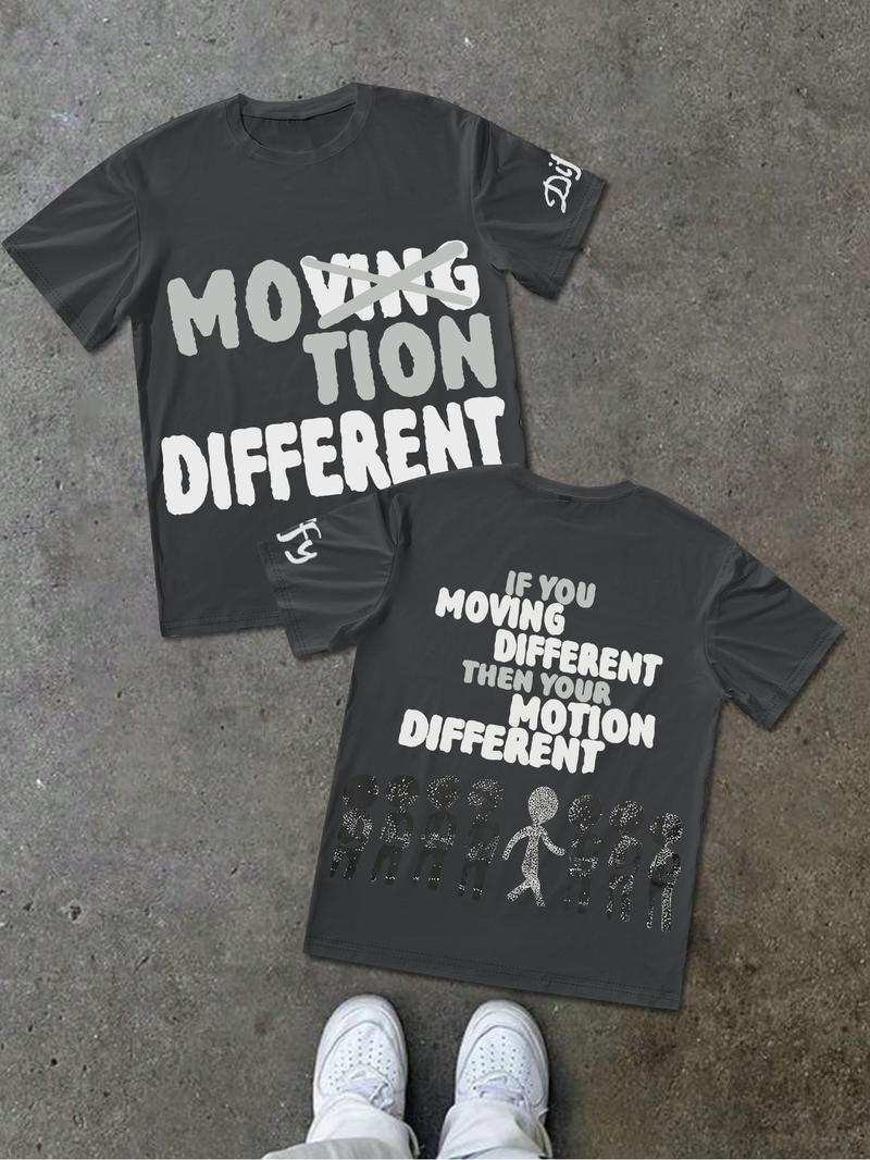 Men's and Women's Short Sleeve T-Shirt with Letter Character Print, Stylish Casual Fit Summer Tee for Youth, Versatile American Trendy Style