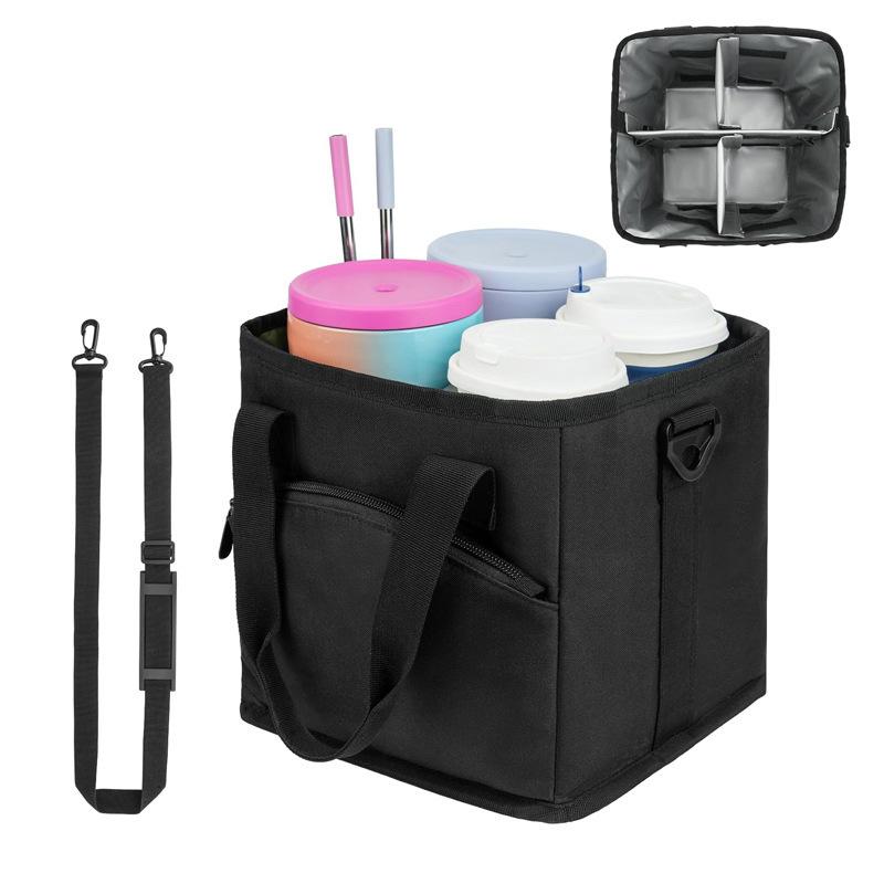 Portable Foldable Oxford Cup Bag| Reusable Coffee & Tea Carrier for Travel, Outdoor & Car Use