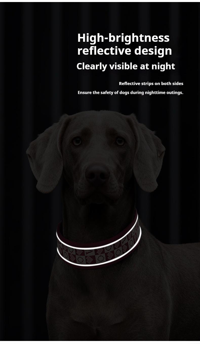 Boho Western Dog Collar, Adjustable Breathable Padded Pet Collar with Reflective Thread for Medium Large Dogs