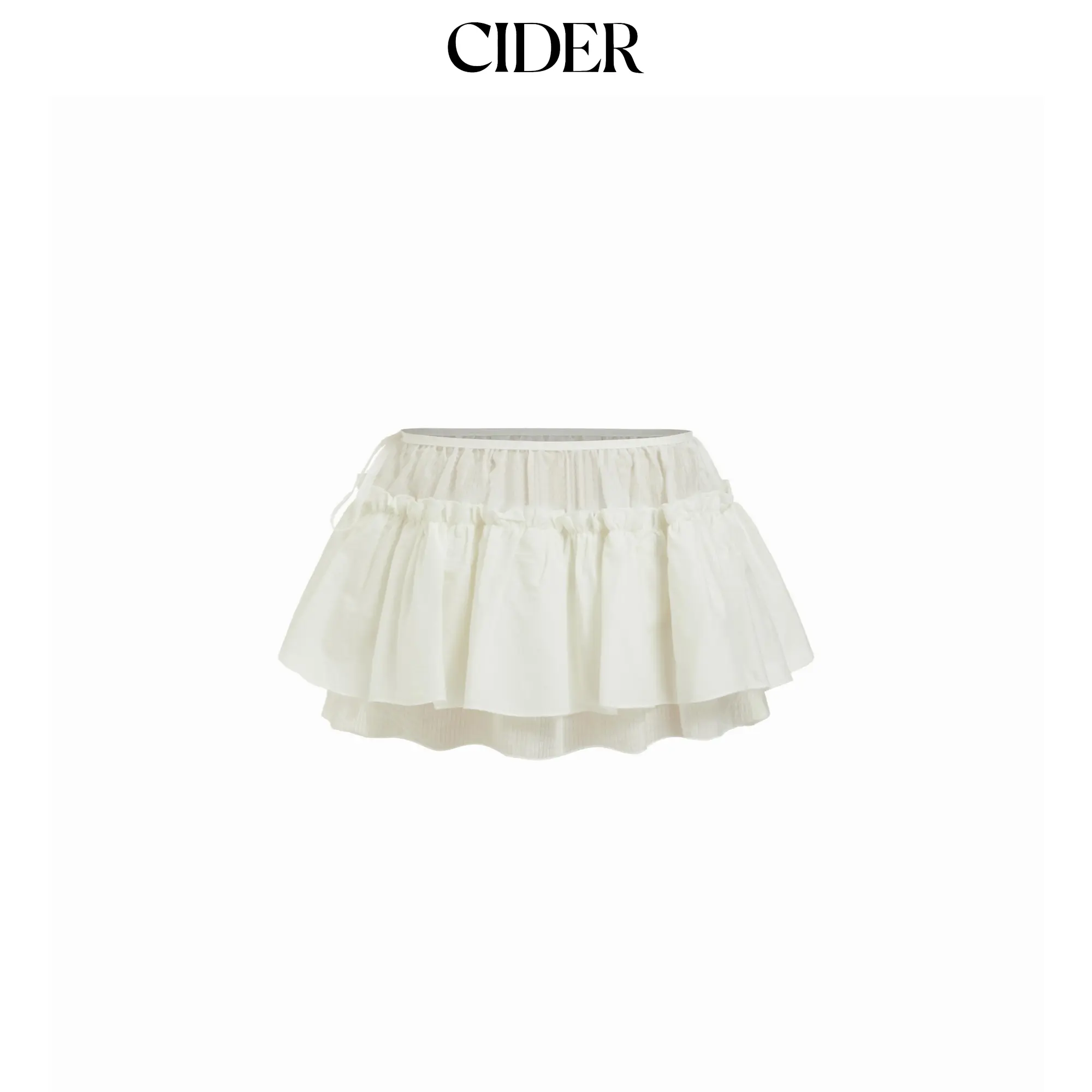 Cider Cotton-blend Chiffon Textured Layered Ruffled Mini Skirt