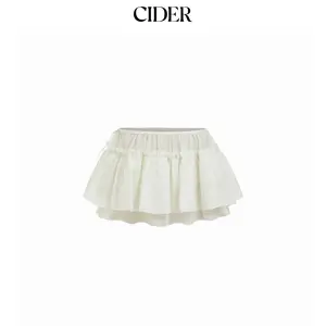 Cider Cotton-blend Chiffon Textured Layered Ruffled Mini Skirt