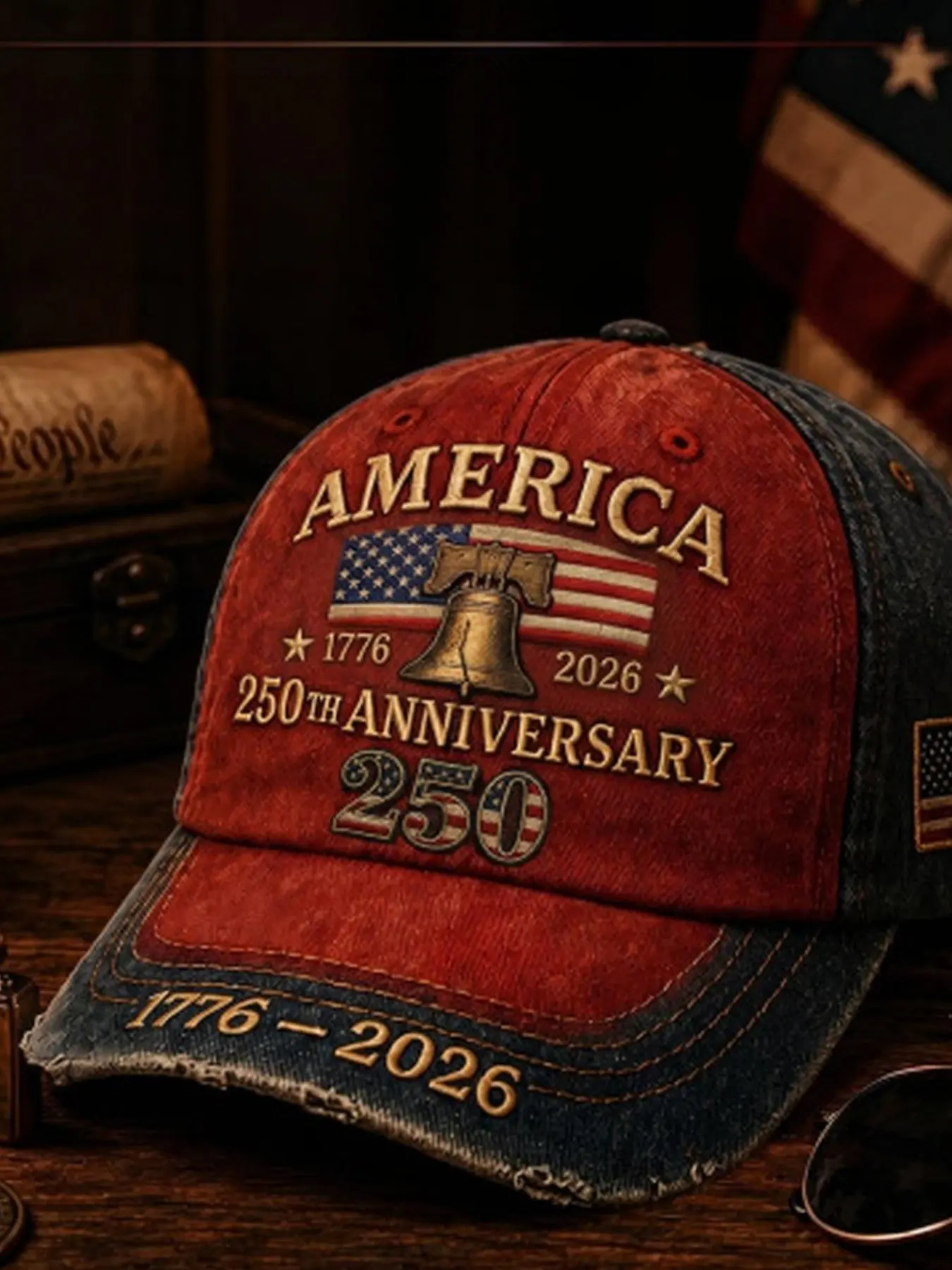 250th Anniversary Print Unisex Adjustable Baseball Cap - Sports & Outdoor Sun Hat for Everyday Wear, Casual Style