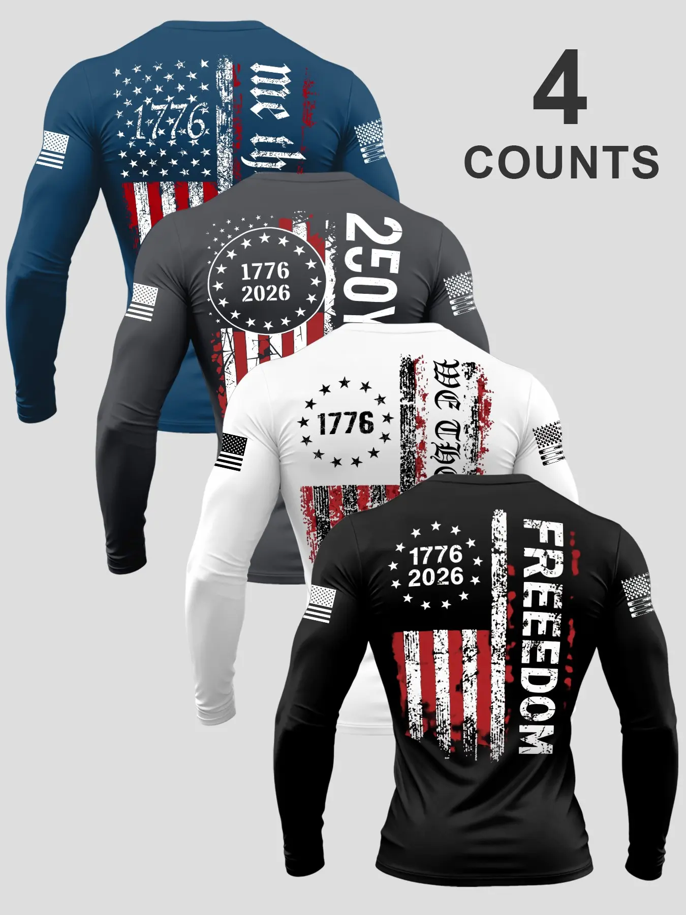 Men's Hot Selling Flag Letter Print Crew Neck Long Sleeve T-Shirt, Spring Casual Pullover Tee, Fashion Stylish Graphic Top for Daily Wear, Menswear