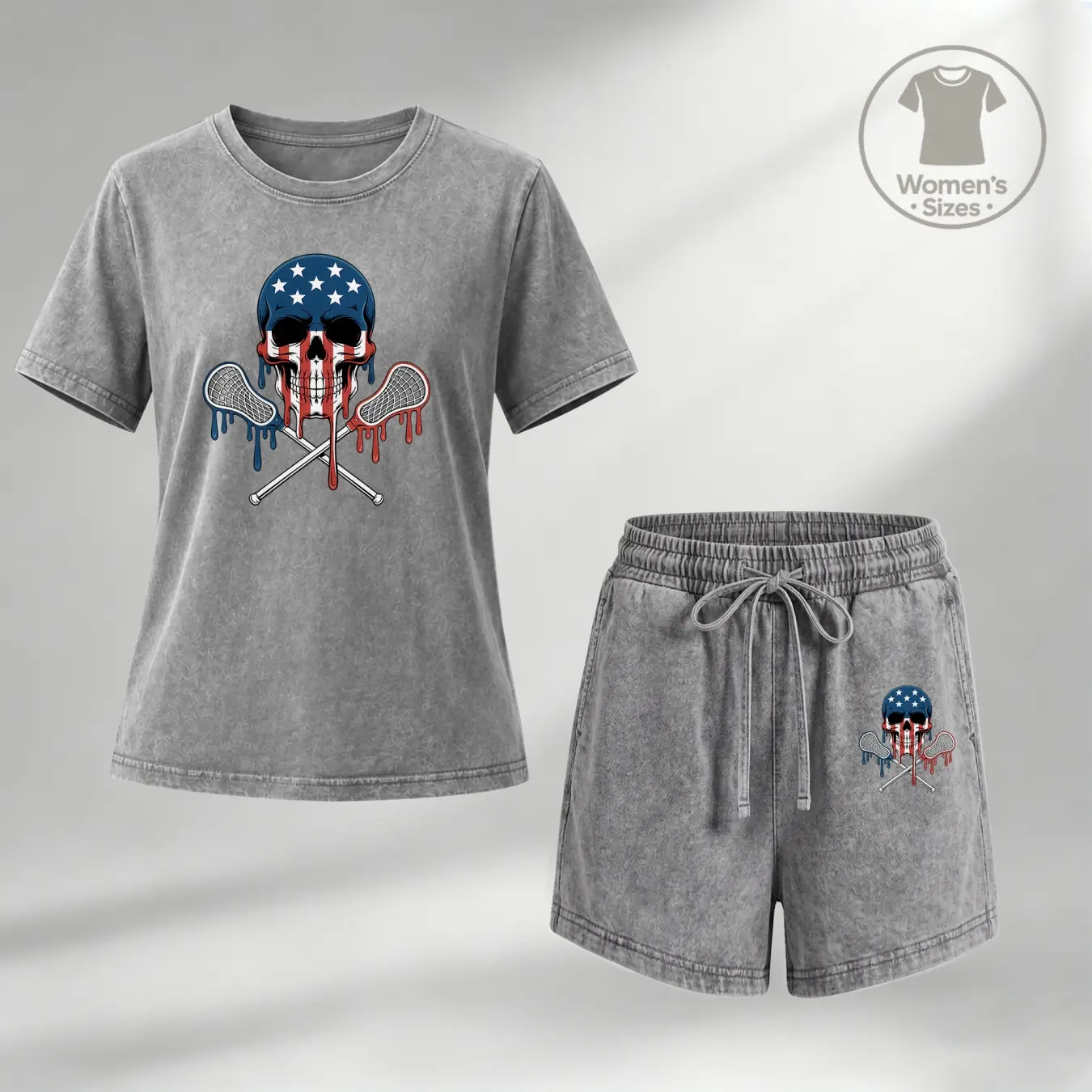 Women’s 100% Cotton Washed 2 Piece Shorts Set, Milan Letter Graphic Crew Neck Short Sleeve T Shirt and Drawstring Shorts, Soft Breathable Casual Summer Lounge Outfit
