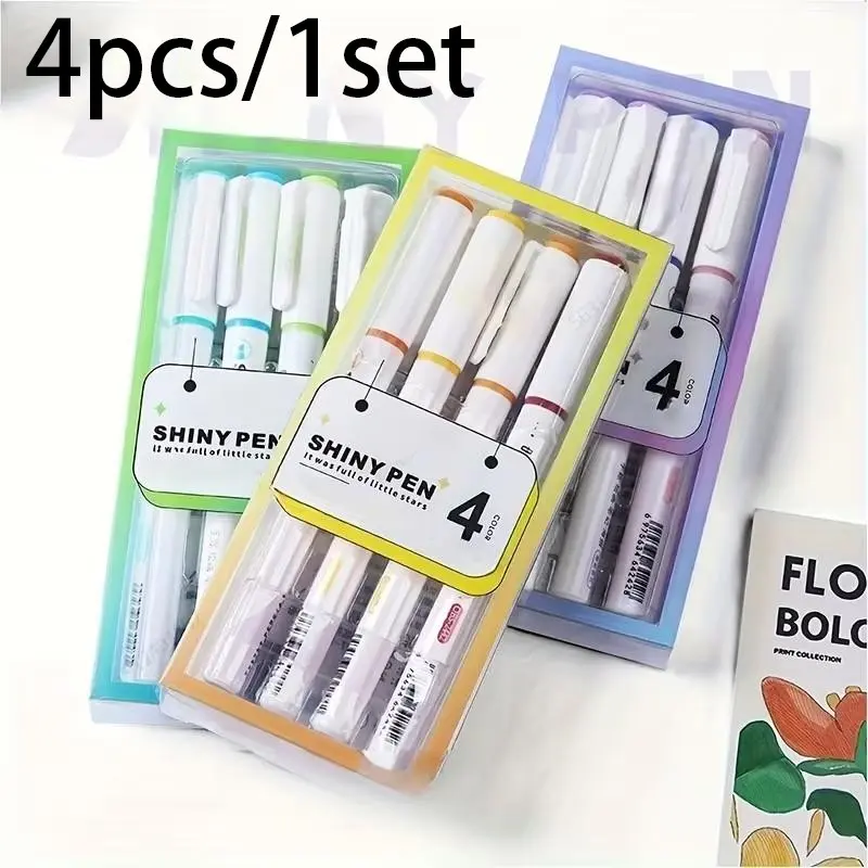 Glowing Fluorescent Pen, Soft Pastel Colors, Sparkling Galaxy Effect, Fine Tip Marker, Ideal for School Supplies, Scrapbooks, Cute Stationery, Luminous Markers, Fine Point Markers