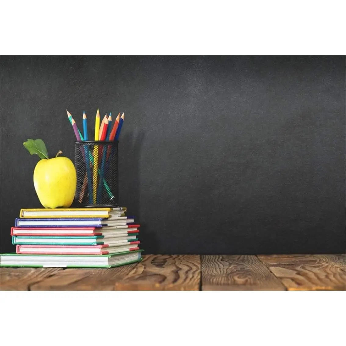 5x3ft Vinyl School Backdrop, Welcome to School Decoration Wall Banner with Old Classroom Elements, Desk, Blackboard, Colored Pens, Notebooks, High-Res Print Modern Portrait Studio Prop for Birthday Events