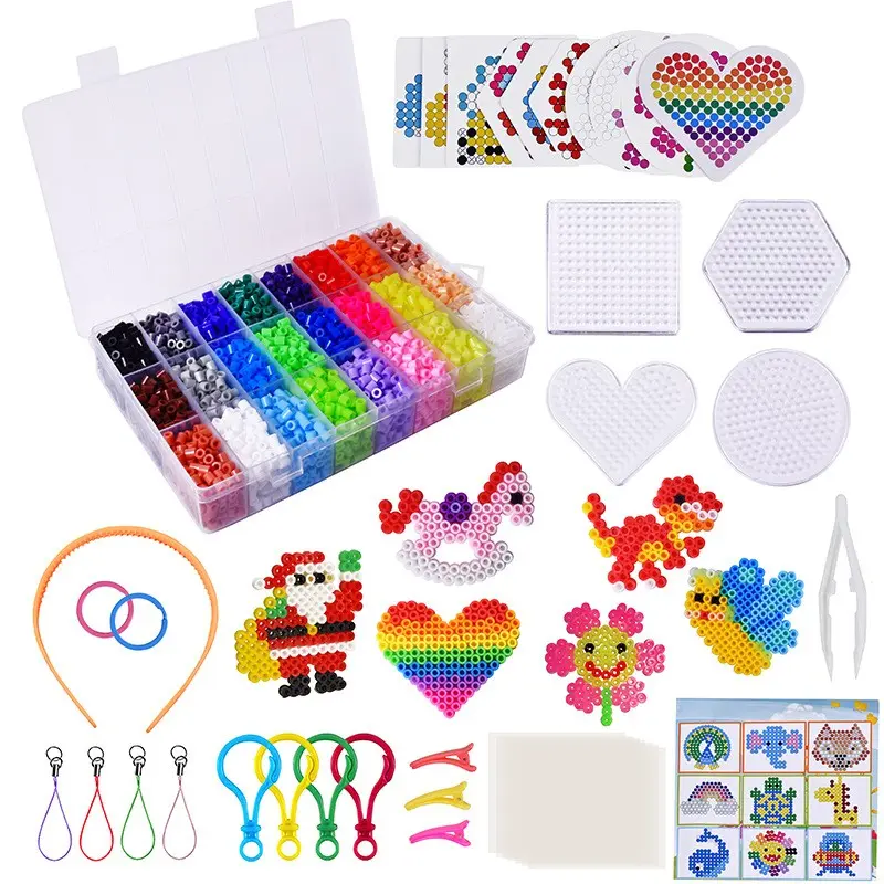 5mm Fuse Beads Kit, 8600+ Melty Perler Beads Complete Set, Stress Relief Fidget DIY Pixel Art Handmade Toy, Pegboards & Ironing Papers Full Accessories, Educational Craft Kit for Boys Girls Ages 5+, Perfect Birthday Christmas Holiday Party Gift, DIY Kits