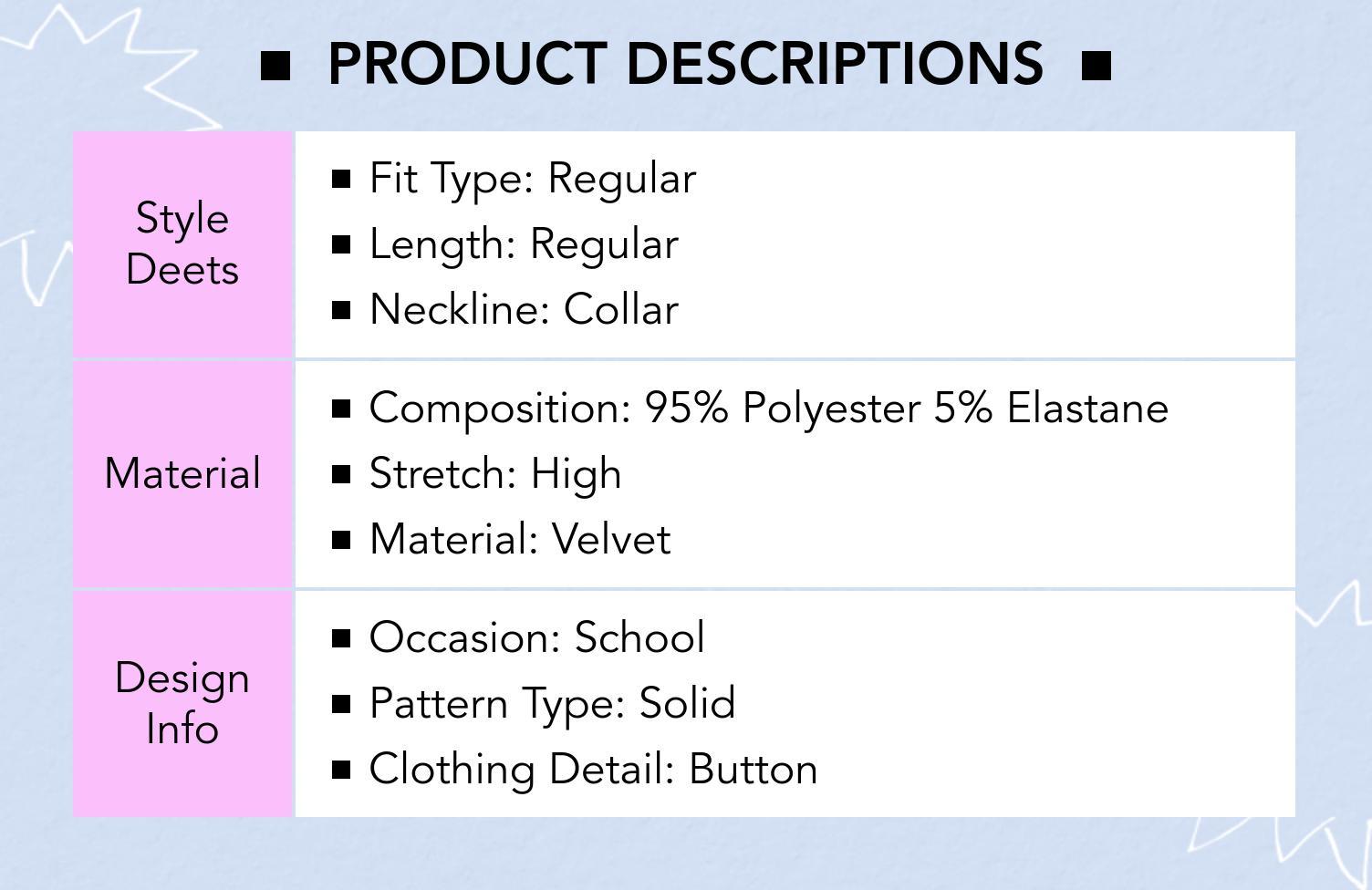 Cider [2 colors, size 2-10] Velvet Collar Solid Button Long Sleeve Blouse