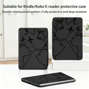 for Kindle/kobo/Tolino Case World Map With Plane Trail for New Kindle 11Th 2019, for Kindle 11th Generation Case for Kindle 11Th (2022/2024), 6-Inch, 7-Inch Kindle Paperwhite 12Th Generation 2024 Vision Color (2024) /Vision 6 (2021）/Shine Color (2024), Fa