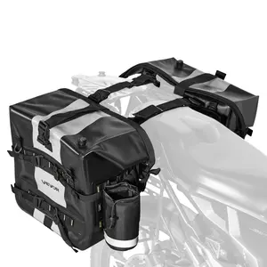 VEVOR Motorcycle Saddlebag, 56 L (28 Lx 2) Large Capacity Side Saddle Bag Compatible with Most Motorcycles, Waterproof Fabric Outdoor Sports Motorbike Luggage Storage with Detachable Inner Bag, Black
