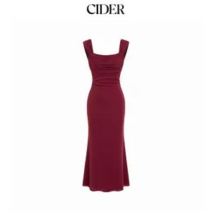 Cider Square Neck Ruched Shimmer Mermaid Maxi Dress