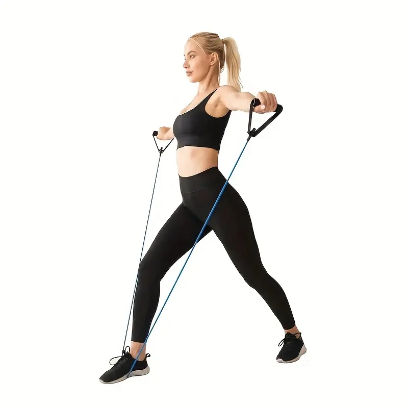 5-Level Unisex Resistance Band with Flexible Grip Handles, Latex-Free Fabric for Athletic Training, Pilates at Home, Black-30lb/Blue-25lb for Adults, Resistance Band Workout, Pilates At Home Workout, Five Tension Levels