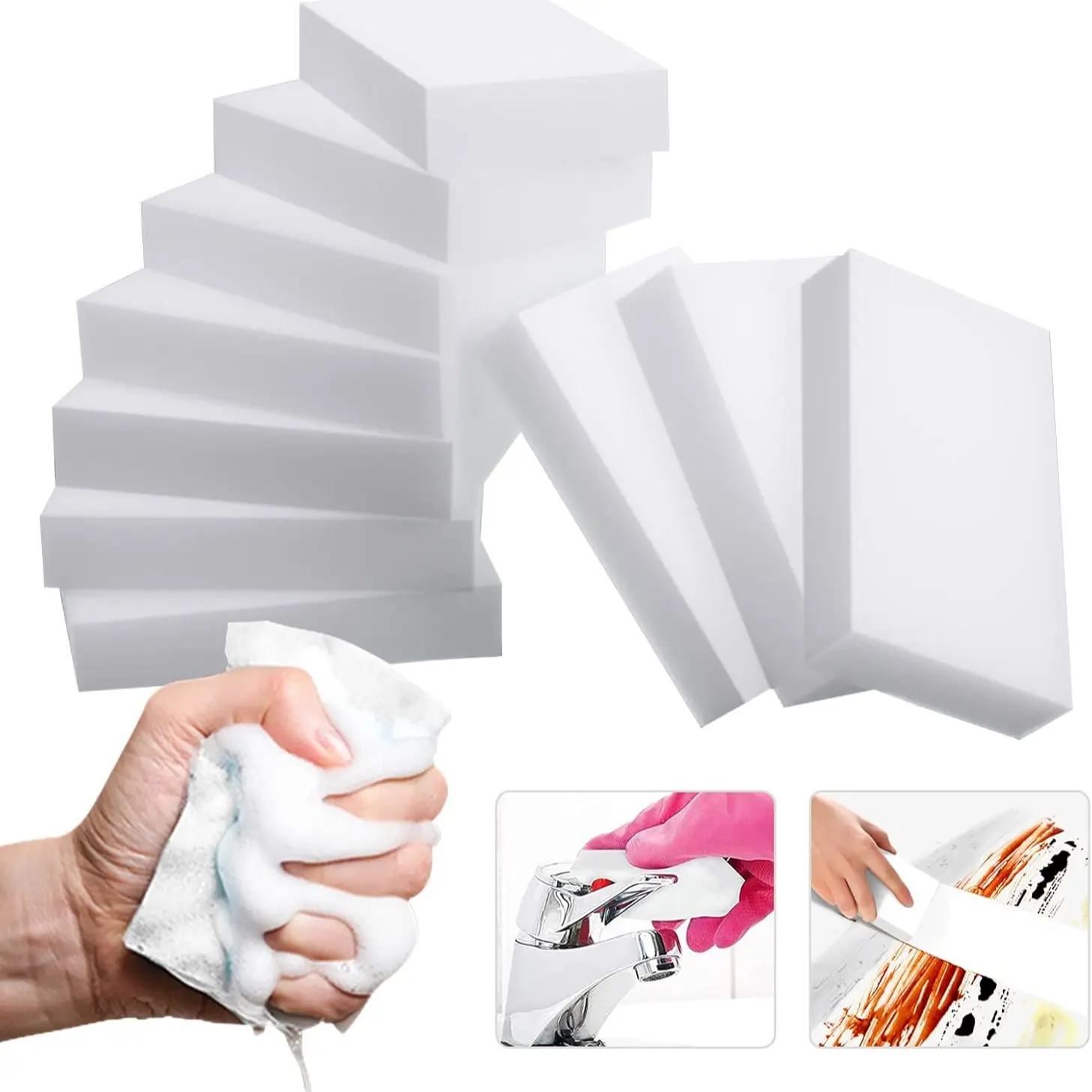 20-Pack Magic Sponge Eraser, Large Capacity Home Cleaning Sponge, Multi-Functional Stain Remover, Kitchen Bathroom Wall Shoe Cleaner, Scratch-Free, Sponges Bulk