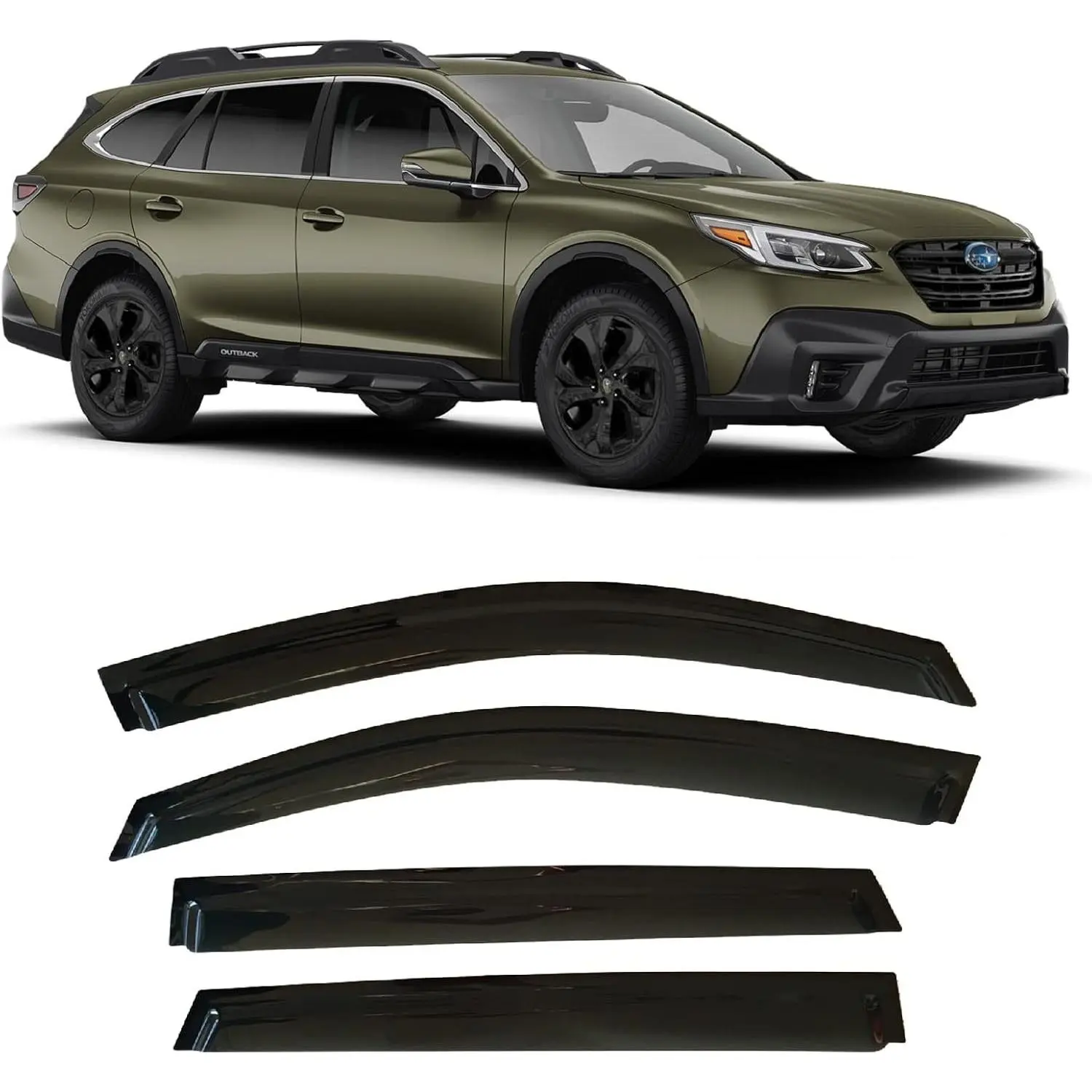 2020-2025 Tape-On Rain Guards for Subaru Outback Side Window Visor Deflectors, Premium Limited Touring, Durable Tinted Vent Shades 2021 2022 2023 2024