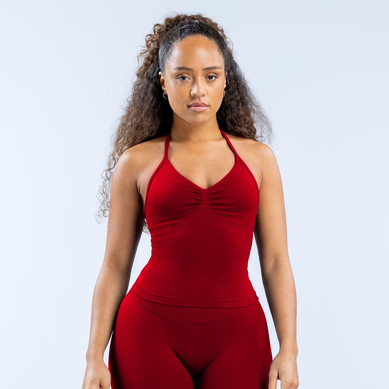 Women's 2 Piece Yoga Set Halter Top with Built-in Pads & Ruched Booty Lifting Shorts Quick Dry Gym Wear for Yoga Gym Running Daily Wear