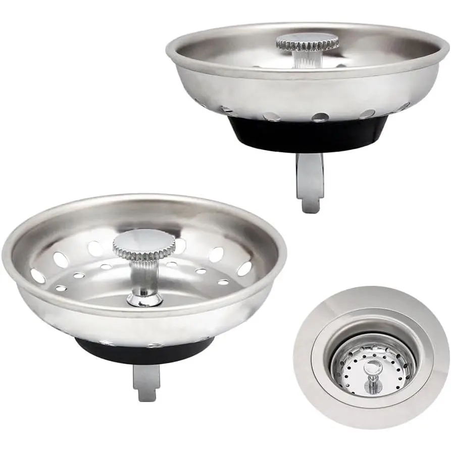 2 Pack Kitchen Sink Strainer and Stopper  Basket, 3-1/2”