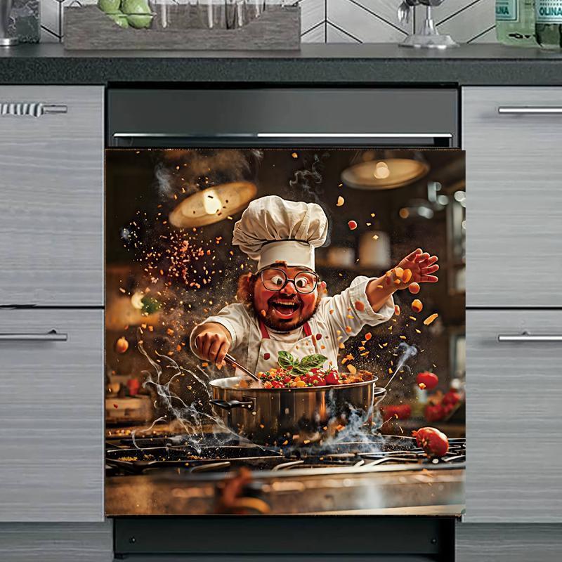 Cute Chef Pattern Kitchen Wall Sticker, 1 Count Removable Kitchen Wall Decal, Decorative Sticker for Home Kitchen Dining Room, Wall Art Stickers