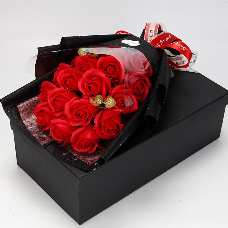 Cross-border Supply Amazon Valentine's Day Creative Gifts 18 Roses Soap Flower Bouquet Preserved Flower Gift Box for Qixi Festival